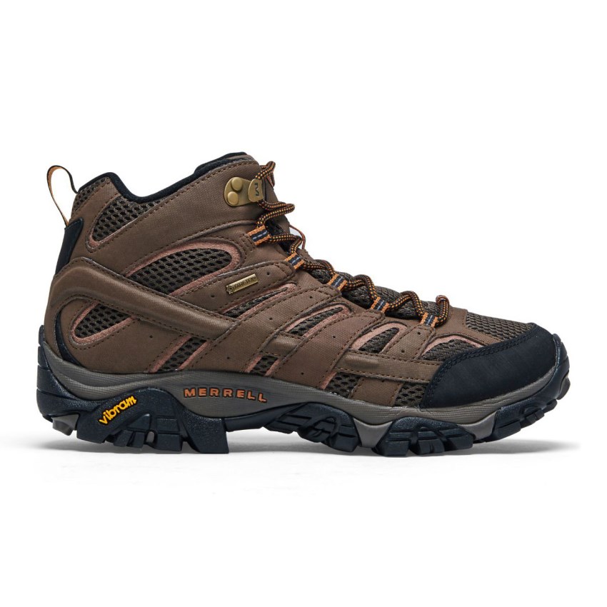 Chaussures Randonnée Merrell Moab 2 Mid GORE-TEX Marron Foncé Homme | E.Q.DKUD